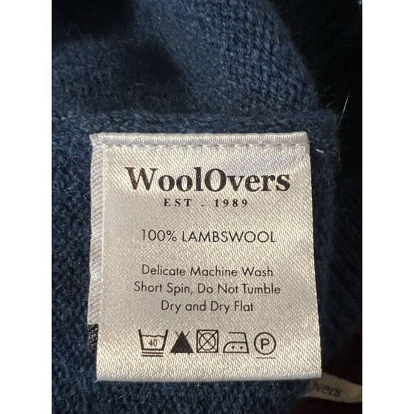 WoolOvers Mens $102 Turtleneck 100% Lambswool Sweater Sz L Blue Preppy Classic - Picture 5 of 6